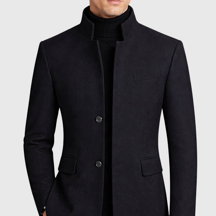 Men's elegant stand-collar coat for sophisticated warmth
