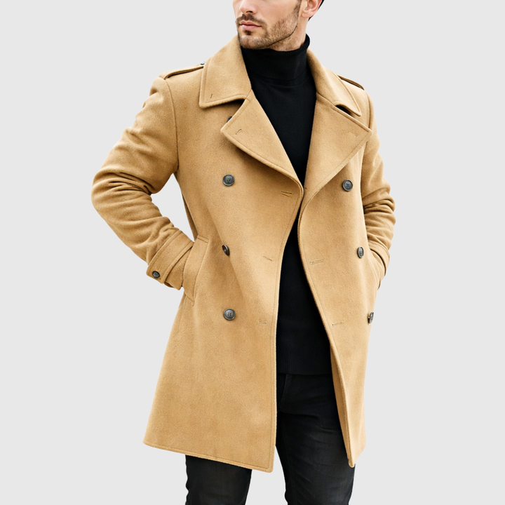 Men's Wool Blend classic double-breasted peacoat
