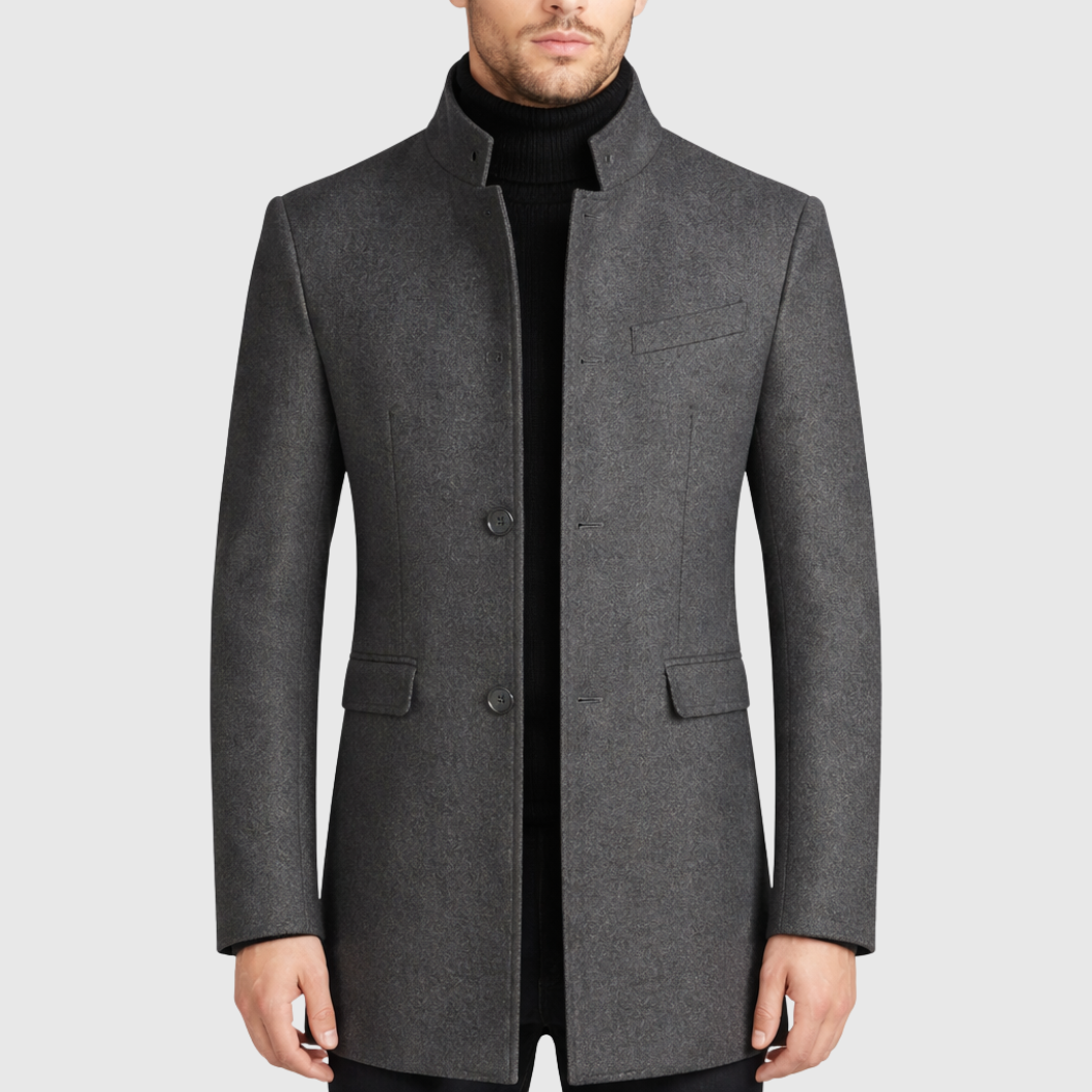 Men's elegant stand-collar coat for sophisticated warmth