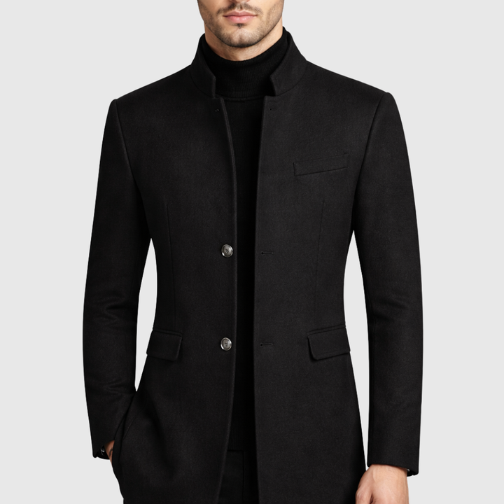 Men's elegant stand-collar coat for sophisticated warmth