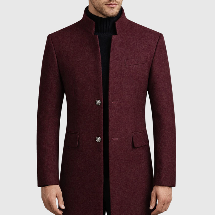 Men's elegant stand-collar coat for sophisticated warmth