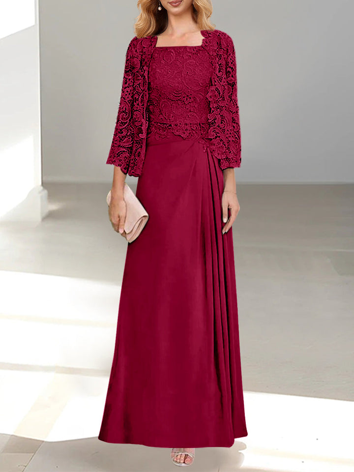 A-Line Floor-Length Chiffon Mother of the Bride Dress with Lace Appliques – Elegant Formal Gown for Weddings 12