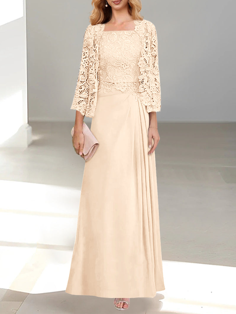 A-Line Floor-Length Chiffon Mother of the Bride Dress with Lace Appliques – Elegant Formal Gown for Weddings 24