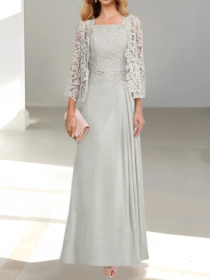 A-Line Floor-Length Chiffon Mother of the Bride Dress with Lace Appliques – Elegant Formal Gown for Weddings 3