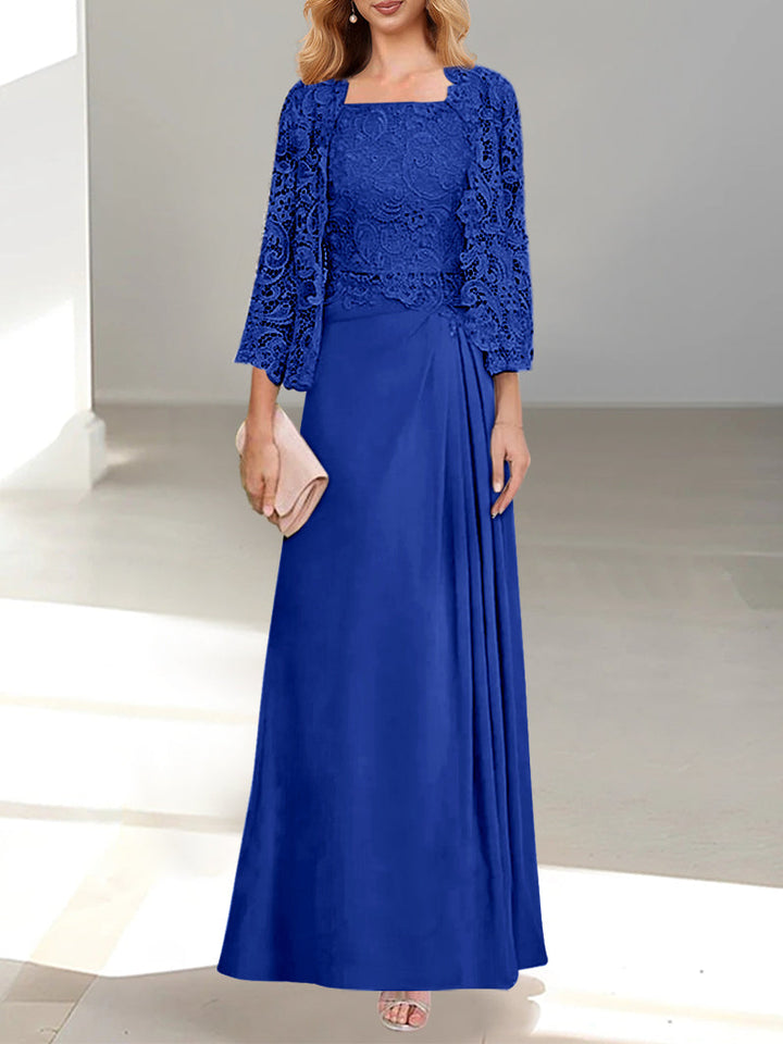A-Line Floor-Length Chiffon Mother of the Bride Dress with Lace Appliques – Elegant Formal Gown for Weddings 53