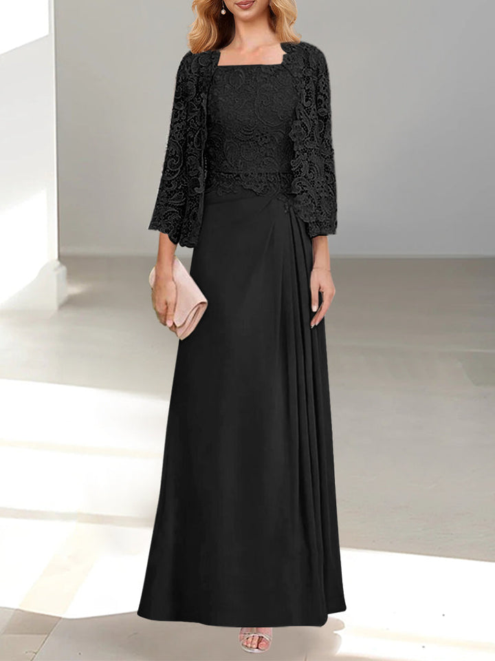 A-Line Floor-Length Chiffon Mother of the Bride Dress with Lace Appliques – Elegant Formal Gown for Weddings 8