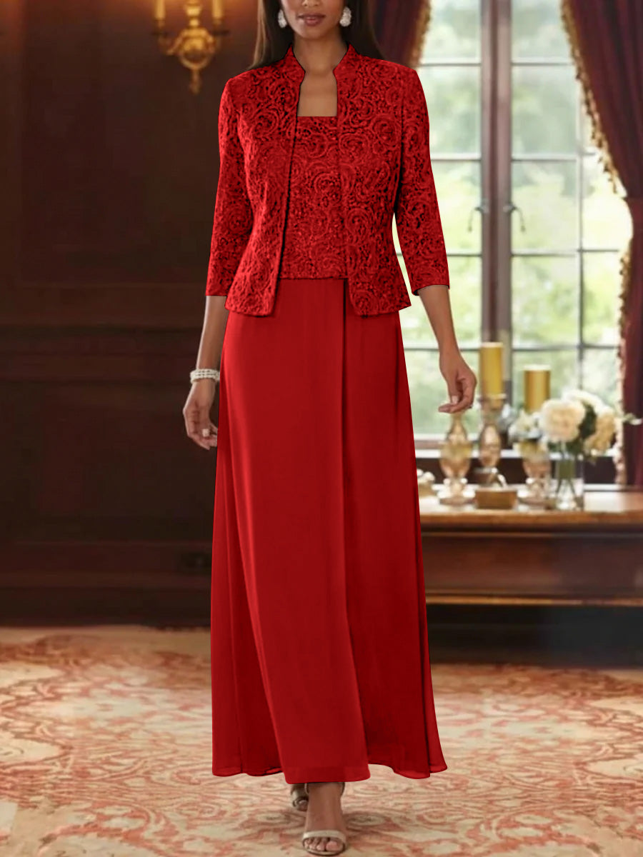 A-Line Mother of the Bride Dress in Taupe with Lace Jacket, Elegant Ankle-Length Chiffon Design 31
