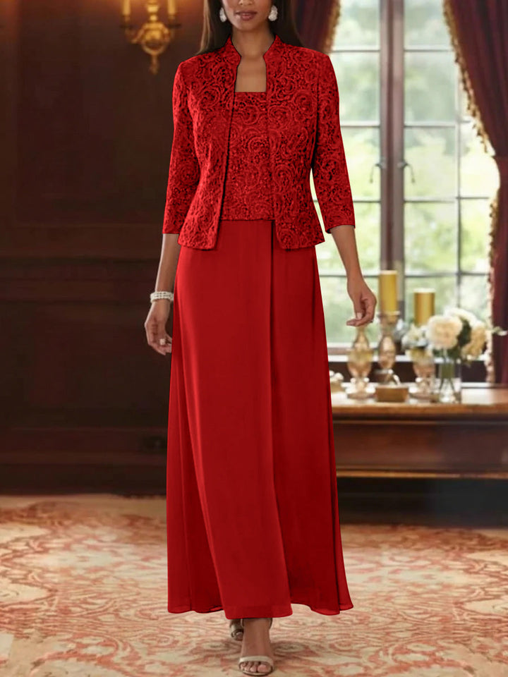 A-Line Mother of the Bride Dress in Taupe with Lace Jacket, Elegant Ankle-Length Chiffon Design 31