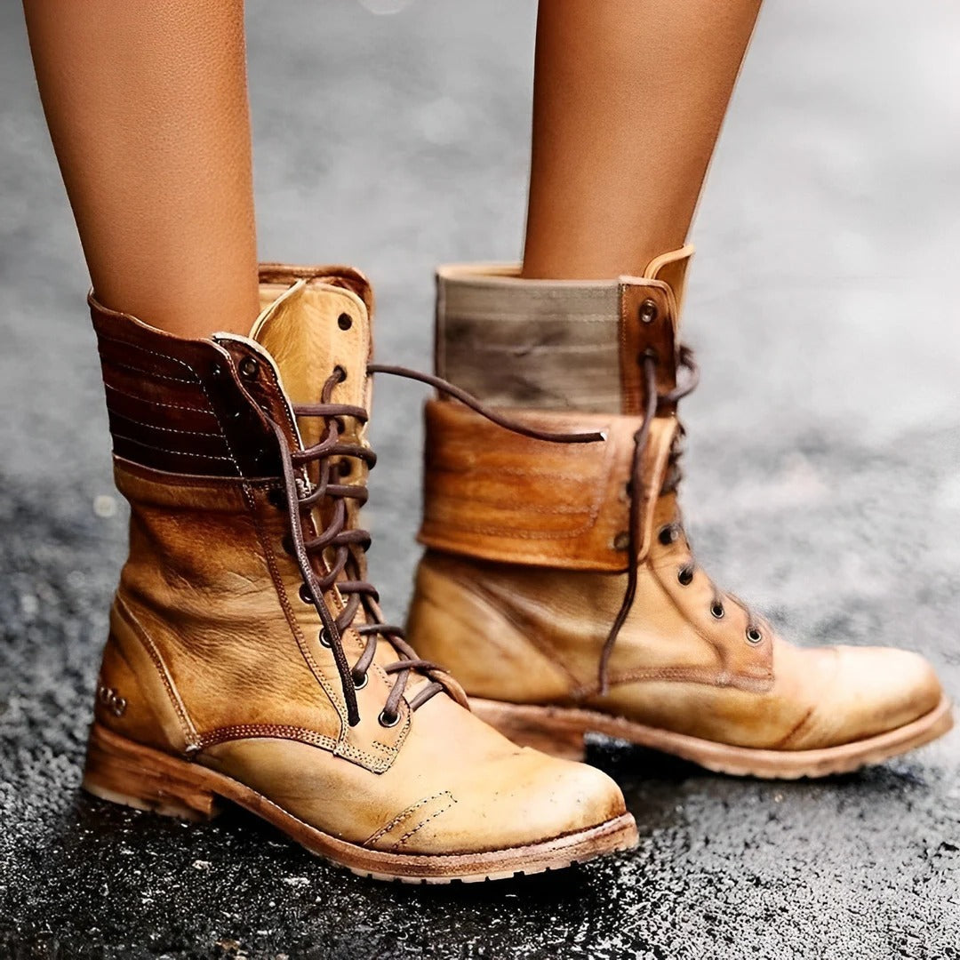 Black Ankle Boots with Arch Support and Lace-Up Closure – Vintage Distressed Leather Look for Women 2