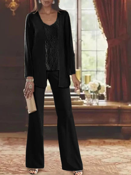 Chiffon Pantsuit for Mother of the Bride with Matching Jacket – Elegant Petite-Friendly Wedding Attire