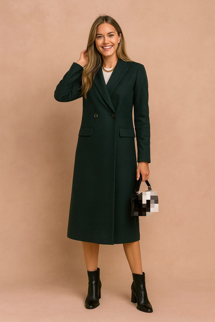 Double-Breasted Women's Coat with Elegant Collar and Decorative Buttons – Classic Style, Practical Pockets 2