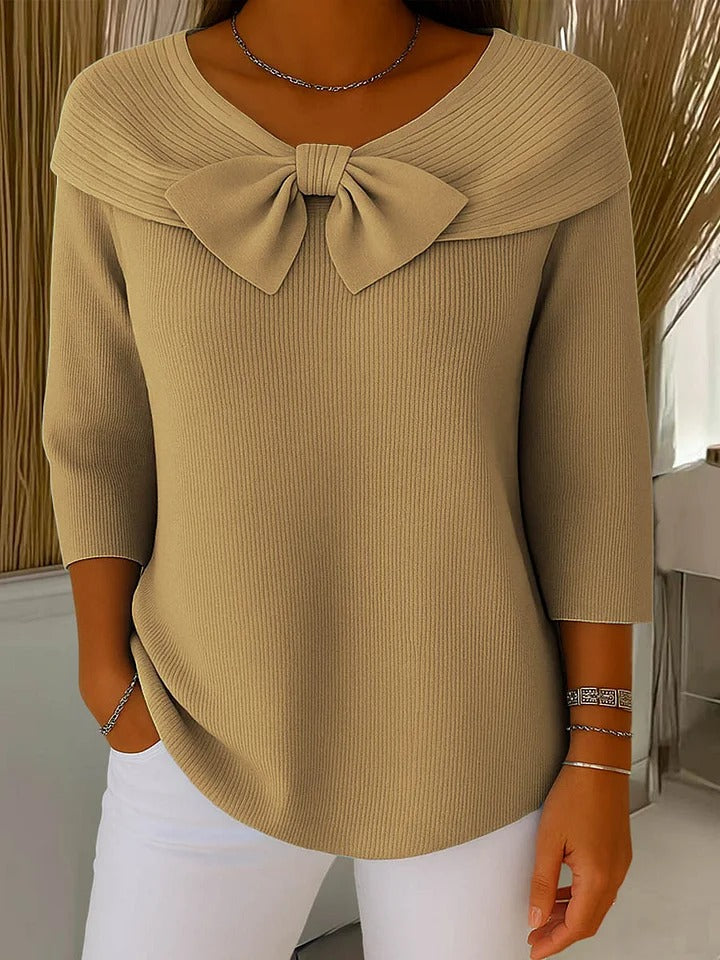Elegant sweater featuring a romantic bow detail, crafted from soft fabric for a versatile and stylish look, perfect for any occasion. 2