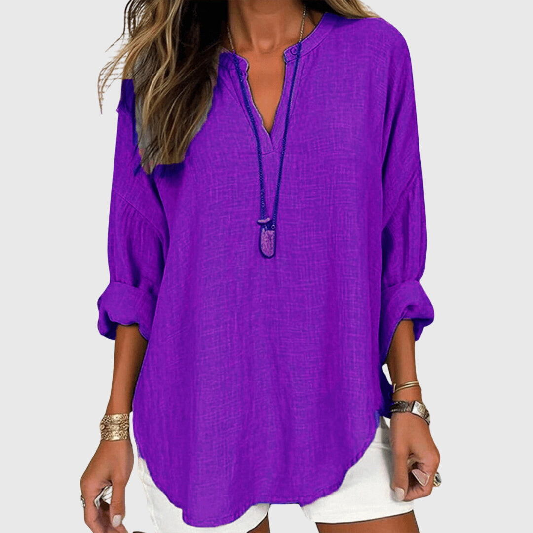 Flowy beach shirt featuring an elegant design and relaxed fit, perfect for summer outings; made from breathable fabric for ultimate comfort. 5