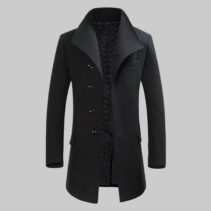 Men’s Wool Overcoat - Tailored Fit - Single-Breasted with Notch Lapels - Classic Style