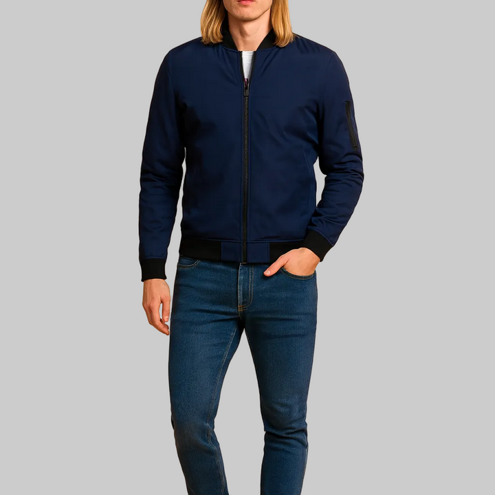Men’s Bomber Jacket with Ribbed Hem