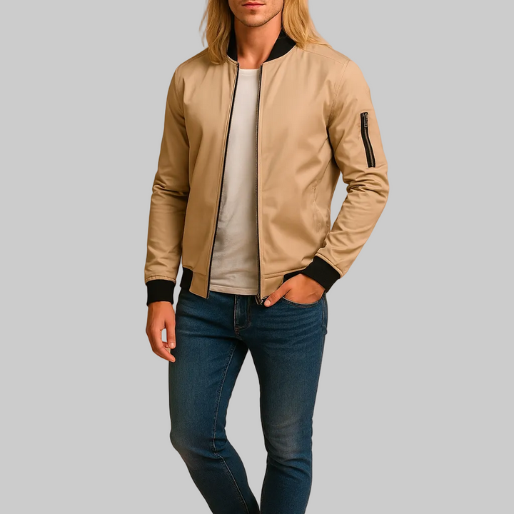 Men’s Bomber Jacket with Ribbed Hem