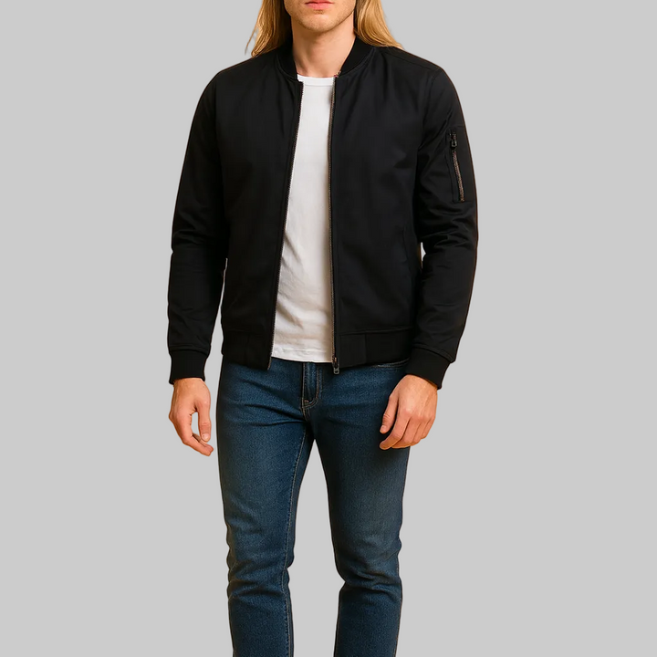 Men’s Bomber Jacket with Ribbed Hem