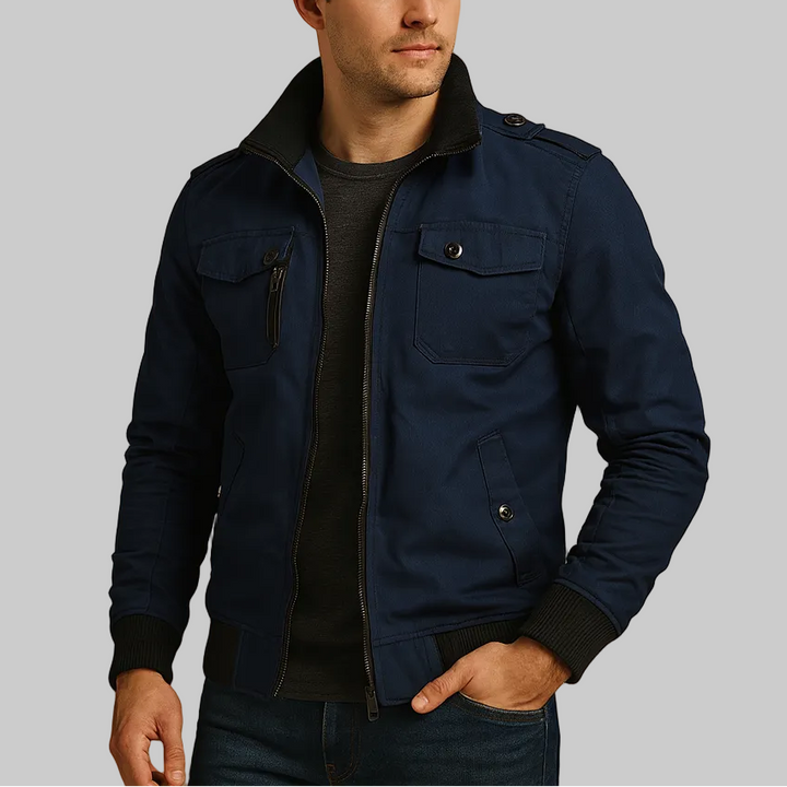 Men’s Bomber Jacket with Stand Collar
