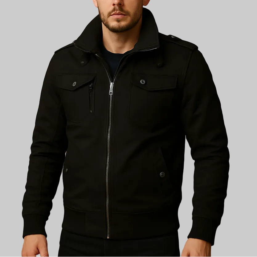 Men’s Bomber Jacket with Stand Collar