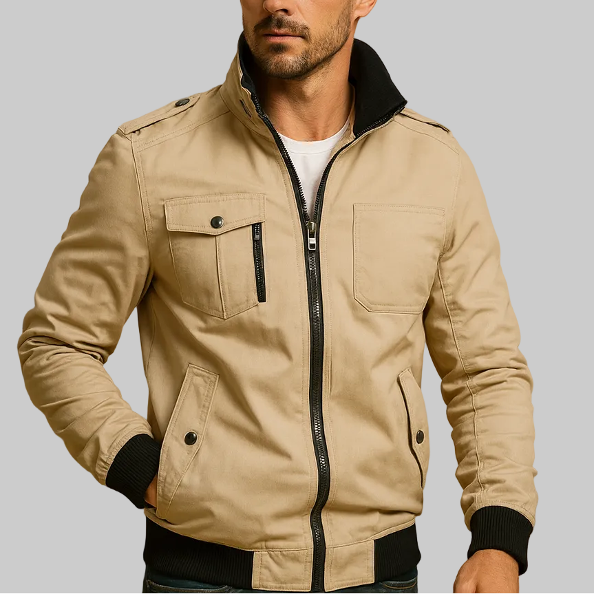 Men’s Bomber Jacket with Stand Collar
