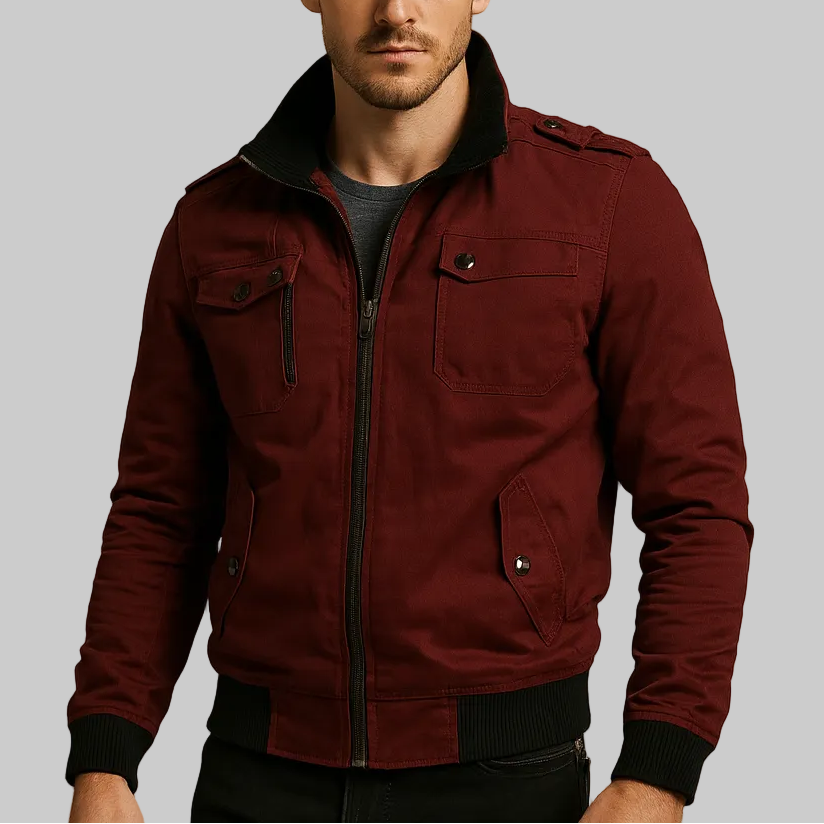 Men’s Bomber Jacket with Stand Collar