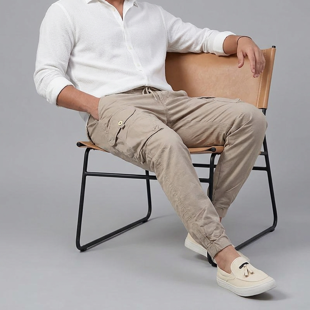 Men’s Cargo Jogger Pants with Button Flap Pockets