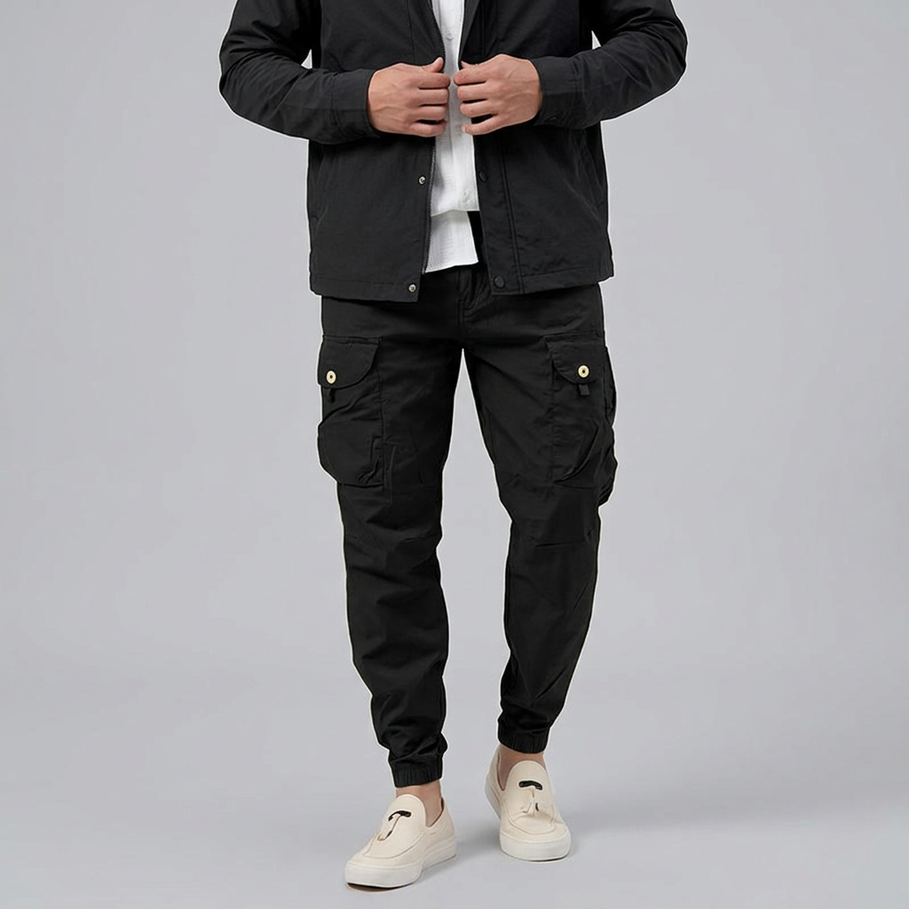 Men’s Cargo Jogger Pants with Button Flap Pockets