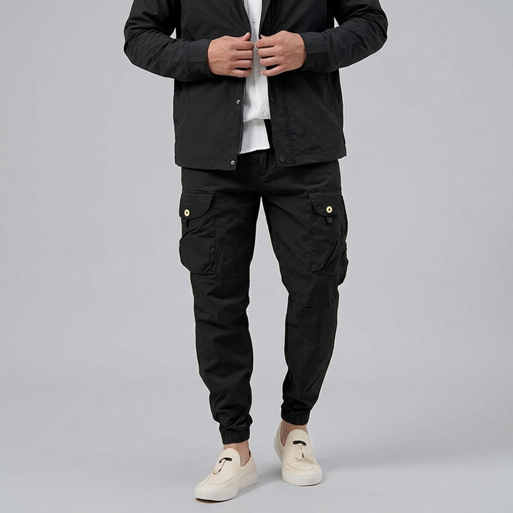 Men’s Cargo Jogger Pants with Button Flap Pockets