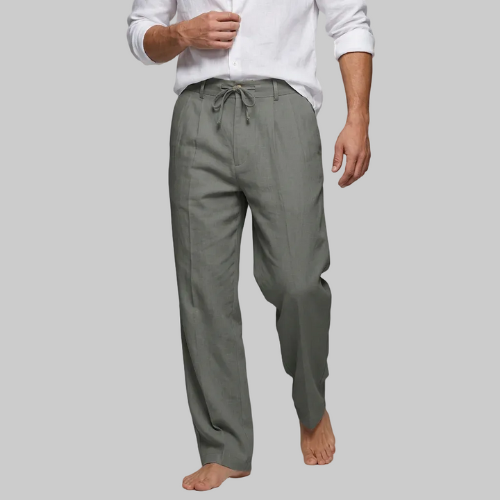 Men’s Drawstring Waist Trousers with Pleated Front