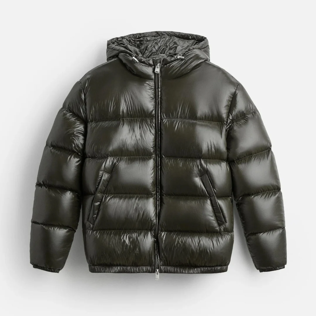 Men's Fleece Jacket with Hood - Water-Resistant Quilted Design - Oversized Winter Coat for Cold Weather 1