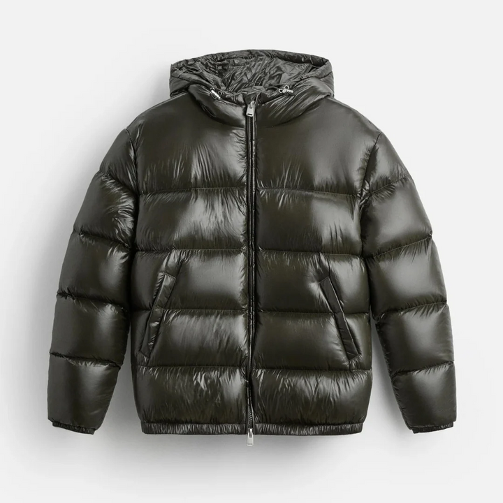 Men's Fleece Jacket with Hood - Water-Resistant Quilted Design - Oversized Winter Coat for Cold Weather 1