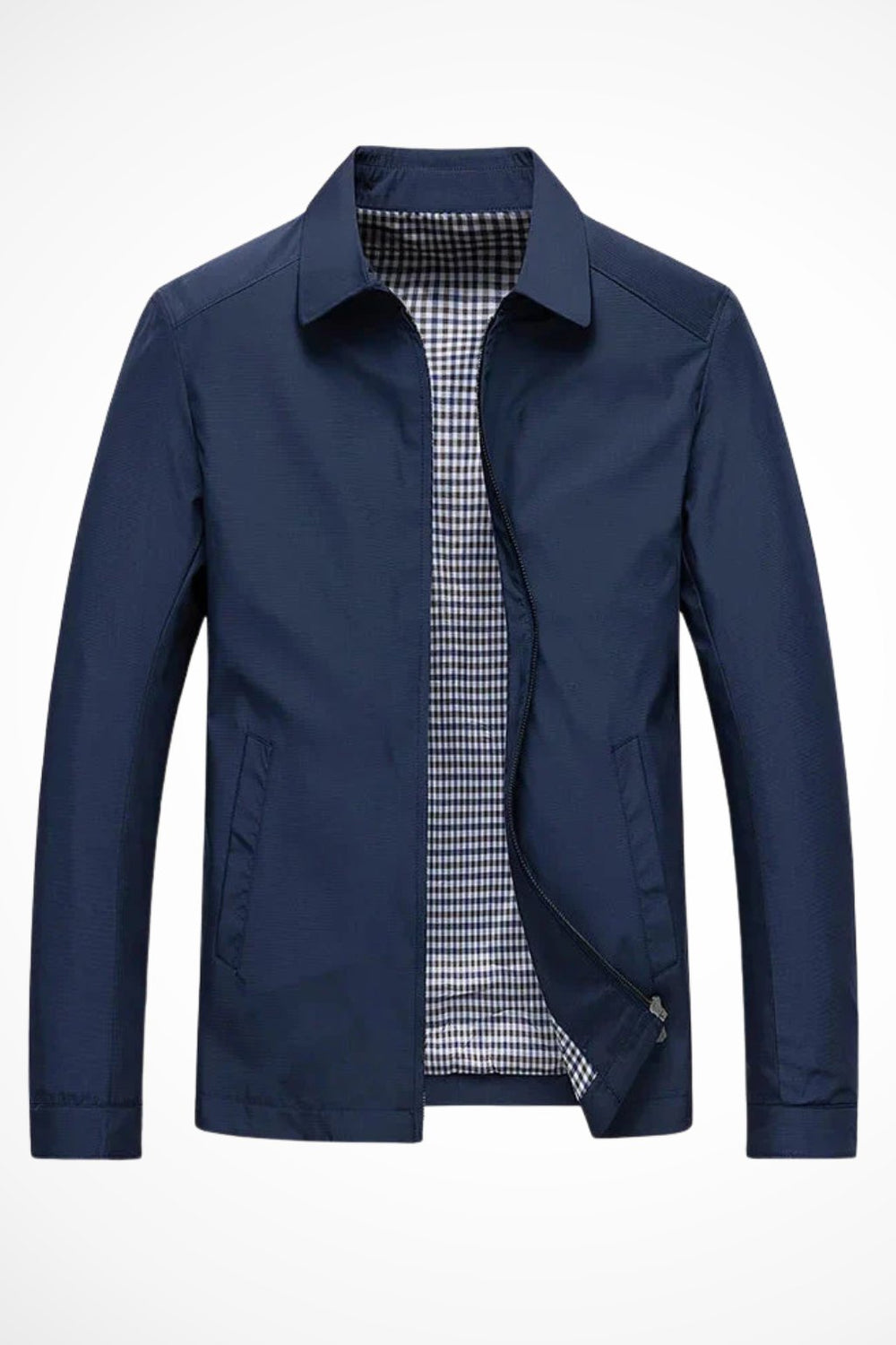 Men's Harrington jacket featuring a zip front and check lining, perfect for classic style and versatile layering in any season. 1
