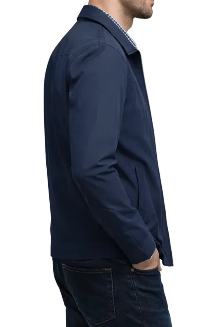 Men's Harrington jacket featuring a zip front and check lining, perfect for classic style and versatile layering in any season. 2