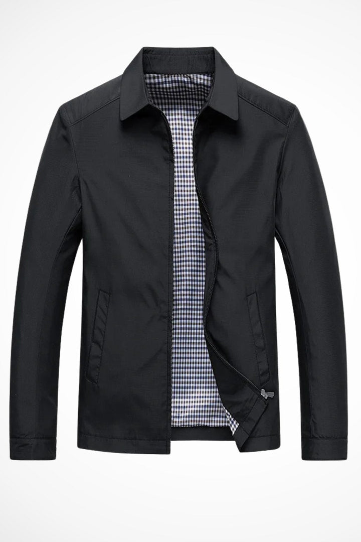 Men's Harrington jacket featuring a zip front and check lining, perfect for classic style and versatile layering in any season. 4