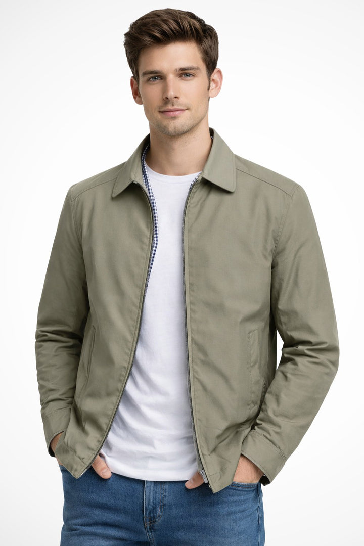 Men's Harrington jacket featuring a zip front and check lining, perfect for classic style and versatile layering in any season. 6