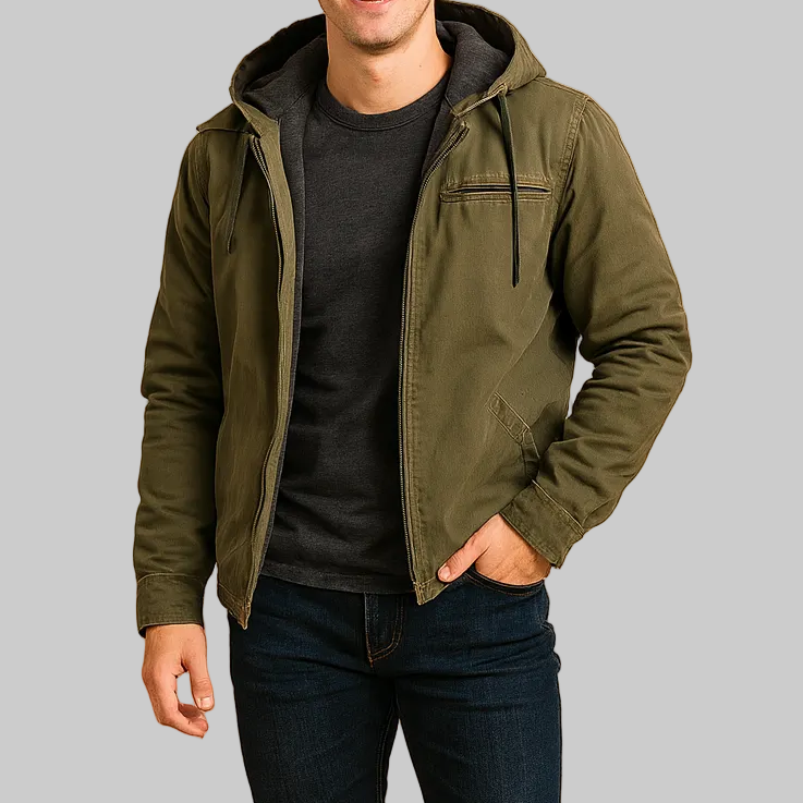 Men’s Hooded Jacket with Chest Pocket