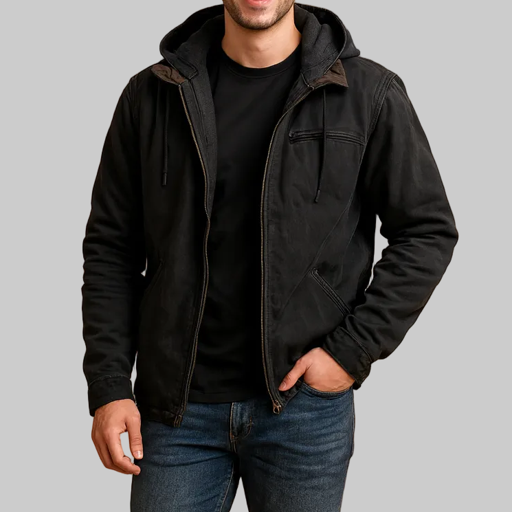 Men’s Hooded Jacket with Chest Pocket