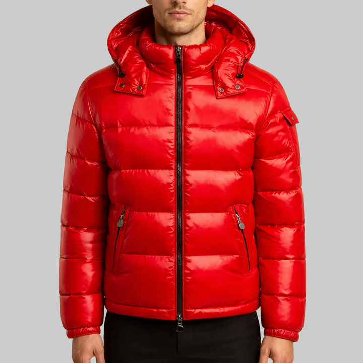 Men’s Hooded Puffer Jacket with Quilted Panels