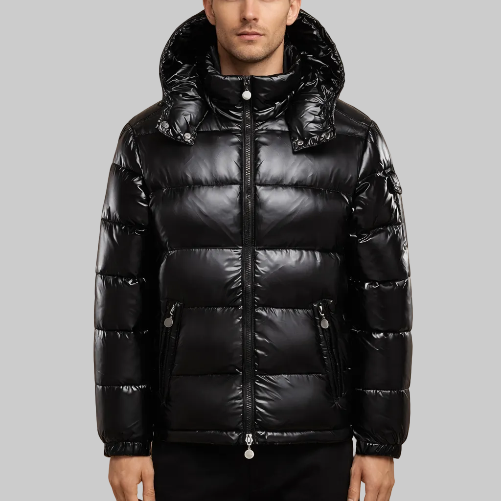 Men’s Hooded Puffer Jacket with Quilted Panels
