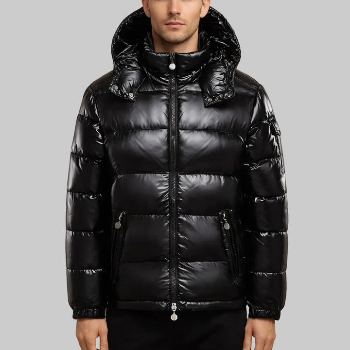 Men’s Hooded Puffer Jacket with Quilted Panels