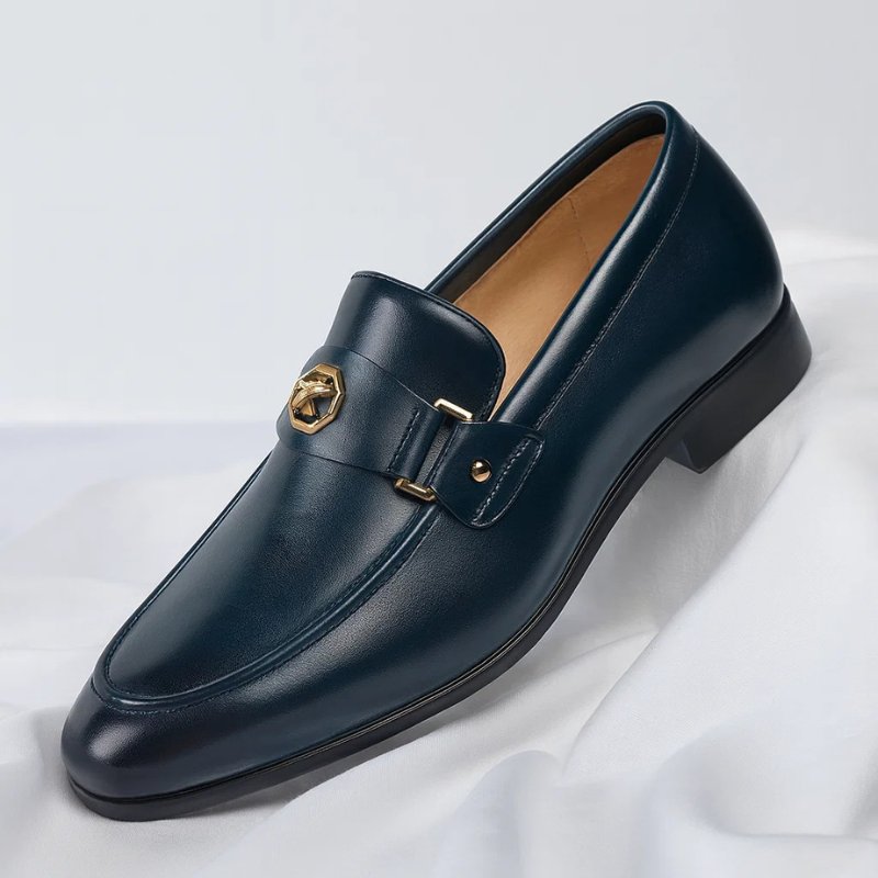 Men's Italian leather loafers in black featuring a slip-on design and cushioned footbed for comfort, perfect for stylish casual or formal occasions. 0