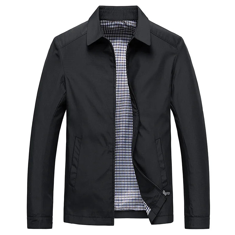 Men's Jacket with Front Zip – Lightweight Breathable Minimalist Design – Casual Outerwear 0