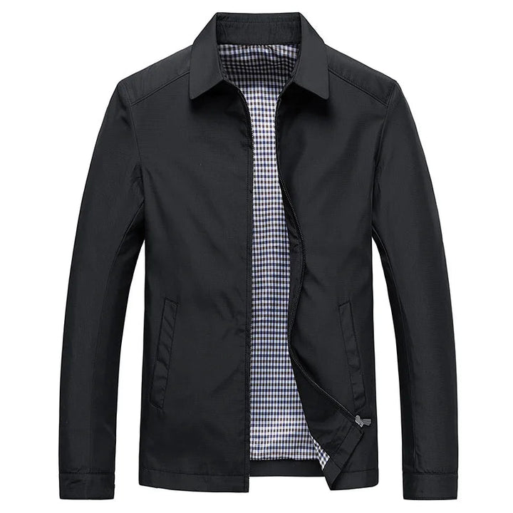 Men's Jacket with Front Zip – Lightweight Breathable Minimalist Design – Casual Outerwear 0
