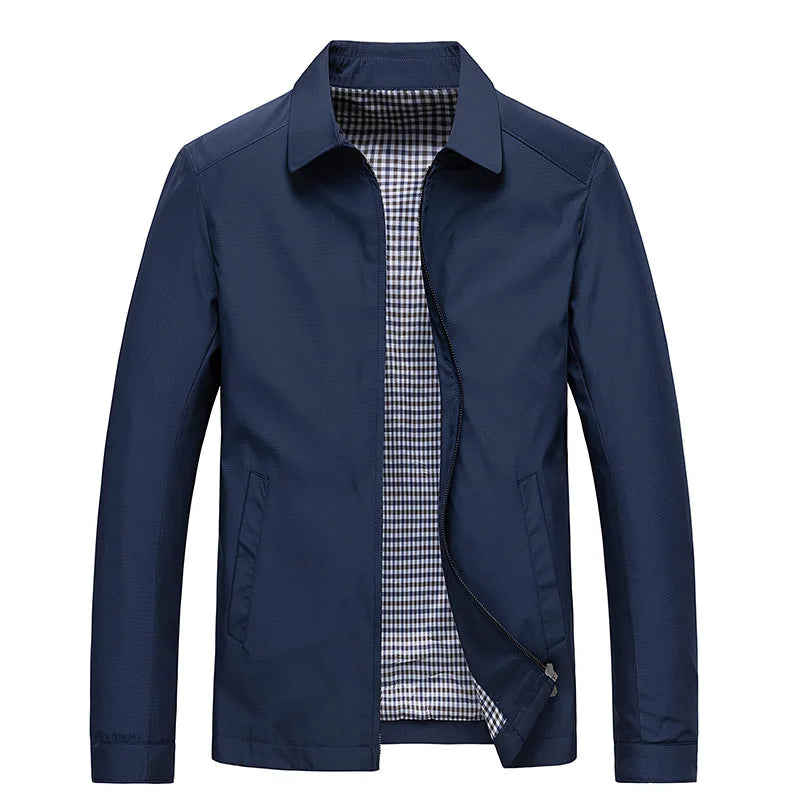 Men's Jacket with Front Zip – Lightweight Breathable Minimalist Design – Casual Outerwear 1