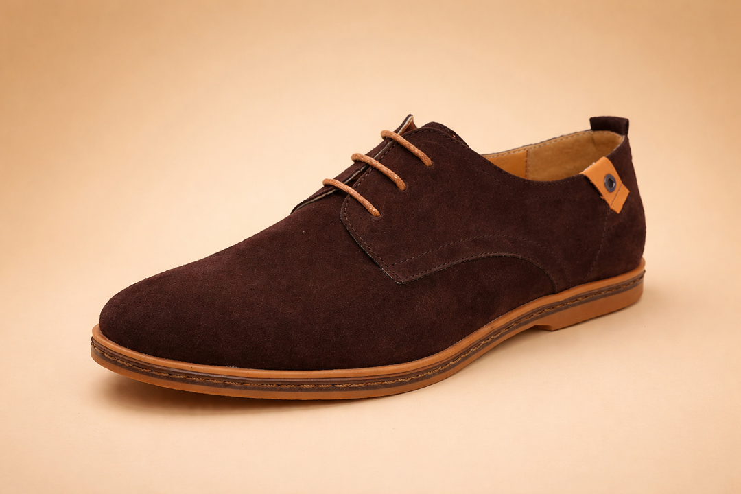 Men's Lace-Up Oxford Shoes with Padded Insole – Vegan Leather Suede for Comfort and Style 1