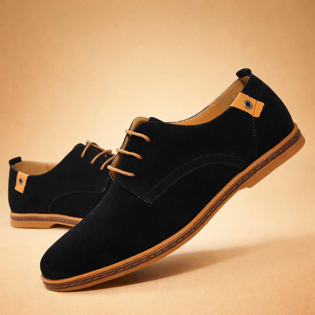 Men's Lace-Up Oxford Shoes with Padded Insole – Vegan Leather Suede for Comfort and Style 2