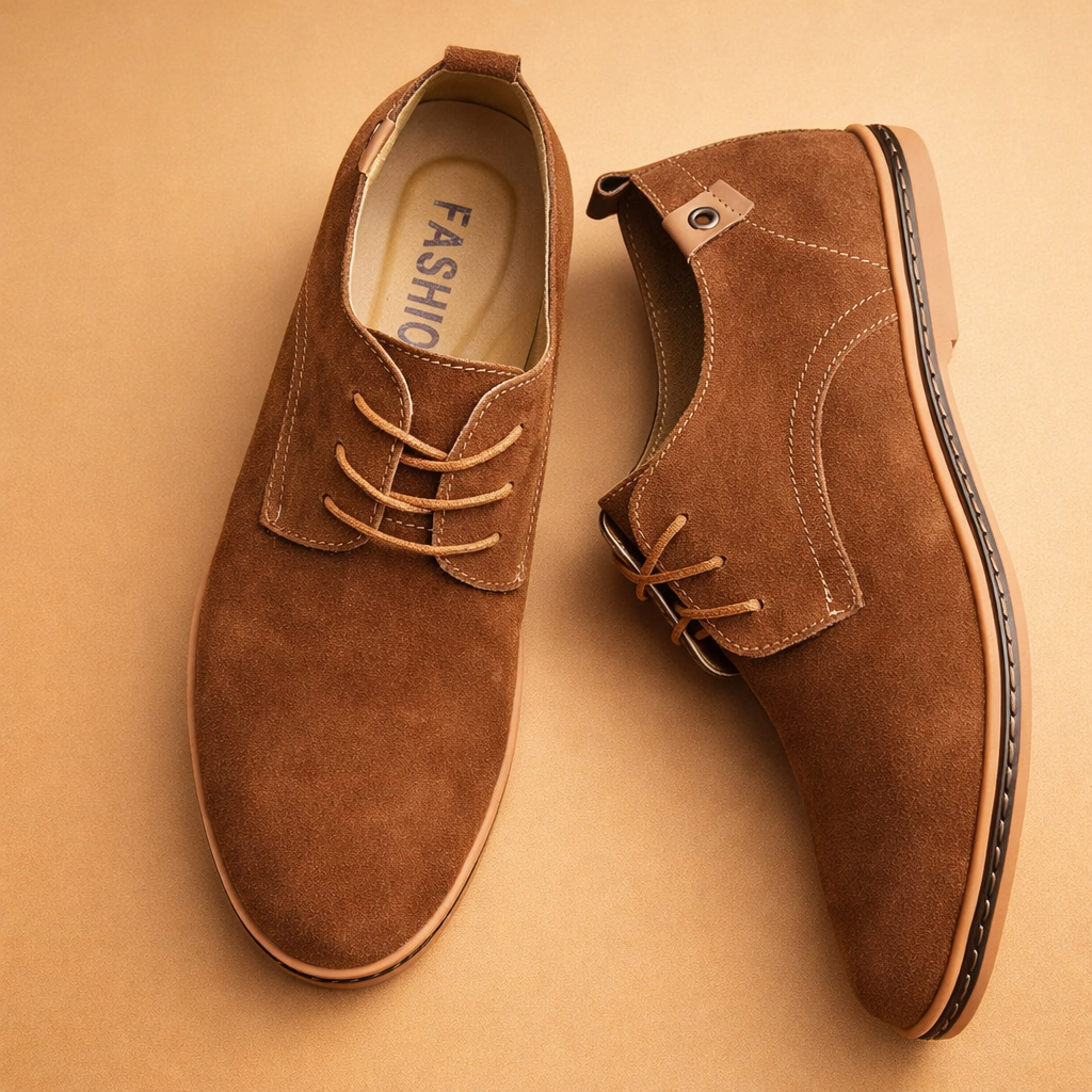Men's Lace-Up Oxford Shoes with Padded Insole – Vegan Leather Suede for Comfort and Style 4