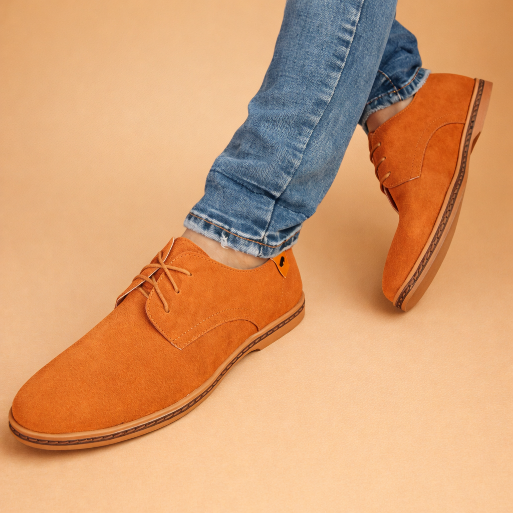 Men's Lace-Up Oxford Shoes with Padded Insole – Vegan Leather Suede for Comfort and Style 6