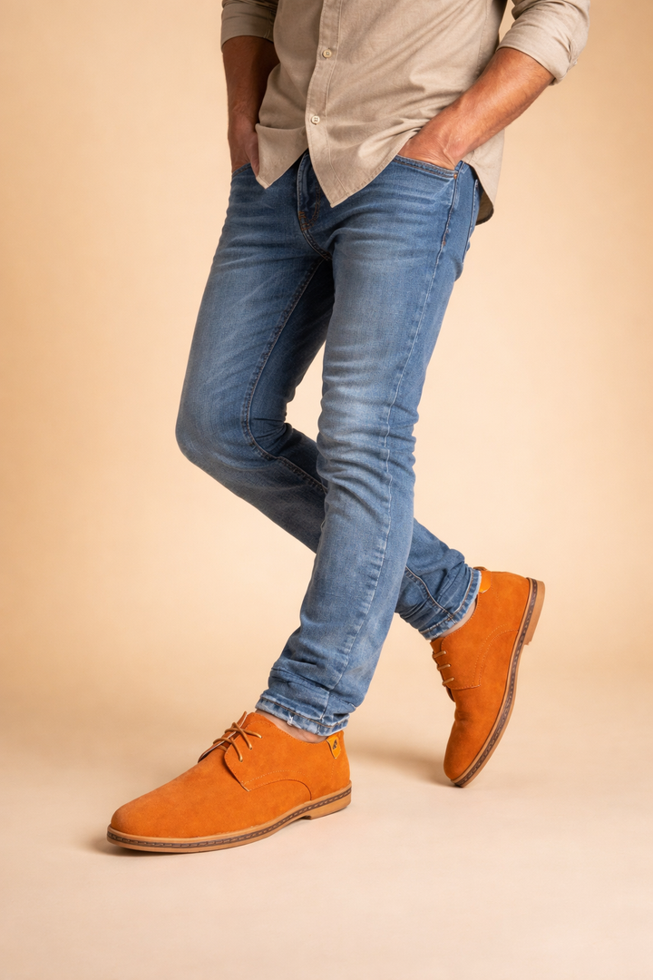 Men's Lace-Up Oxford Shoes with Padded Insole – Vegan Leather Suede for Comfort and Style 7