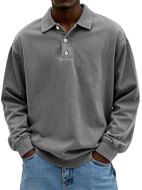Men's Long Sleeve Polo Shirt with Classic Collar – Casual Comfort for Everyday Wear 1